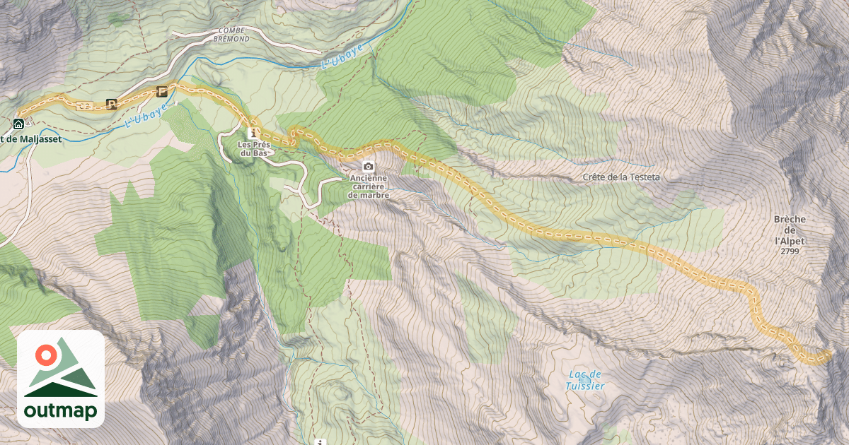 Map of Pointe Basse de Mary — Maljasset