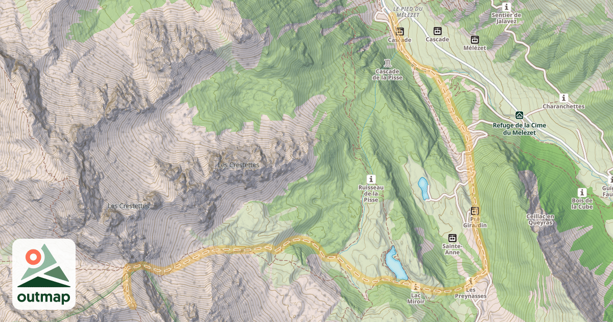 Map of Col de la Colette Verte — Pied du Mélezet