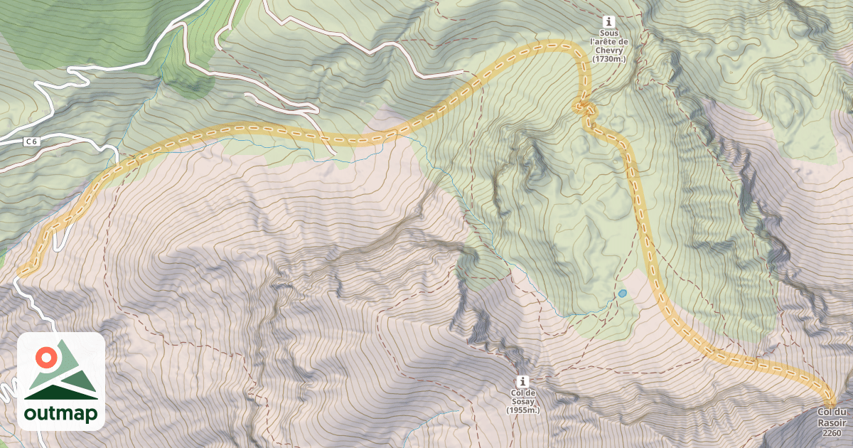 Map of Col du Rasoir — Plan la Joie