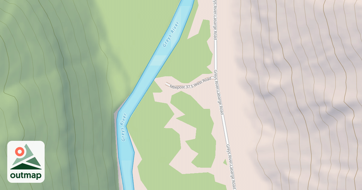 Map of MILEPOST 37.5 WEST