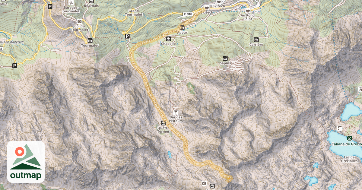 Map of Pic du Contadé — La Mongie