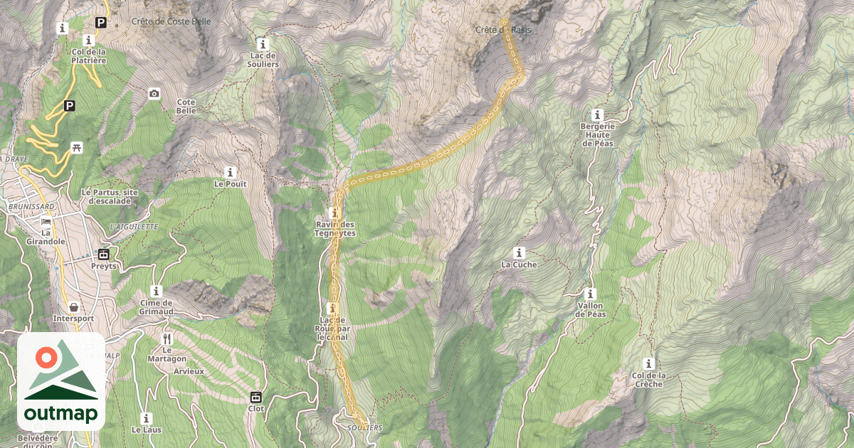 Map of Crête de Rasis — Souliers