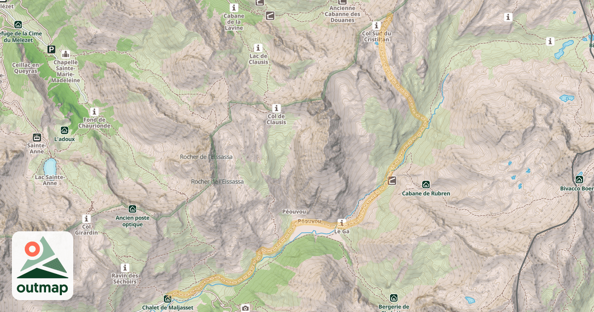 Map of Cristillan sud — Maljasset