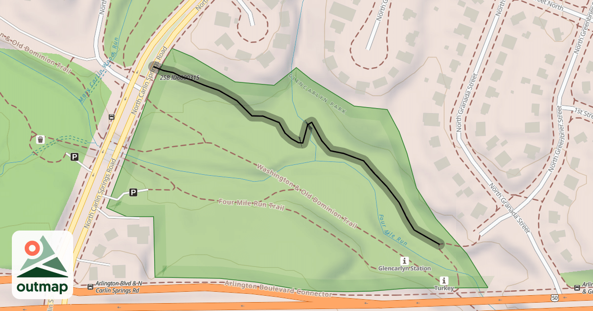 Map of Rough Woods Trail in Arlington