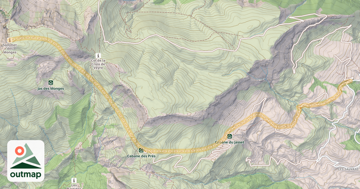 Map of Les Monges — Le Forest