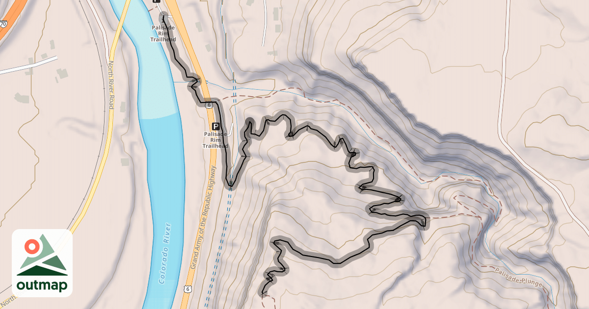 Map of Palisade Rim Trail