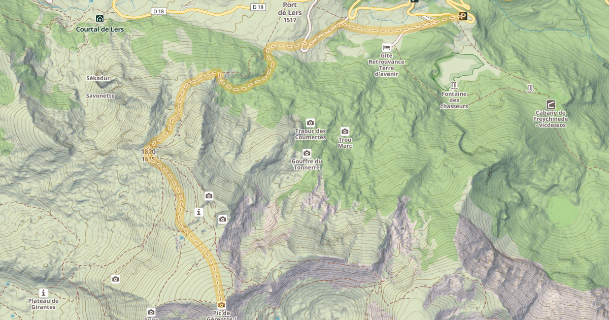 Map preview of Pic de Girantès ou du Mont Ceint — Le Tir