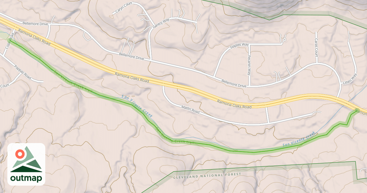 Map of San Vicente Creek trail
