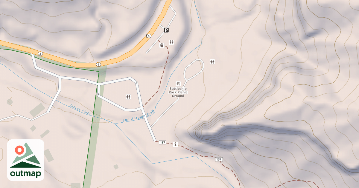 Map of BATTLESHIP ROCK PICNIC LOOP