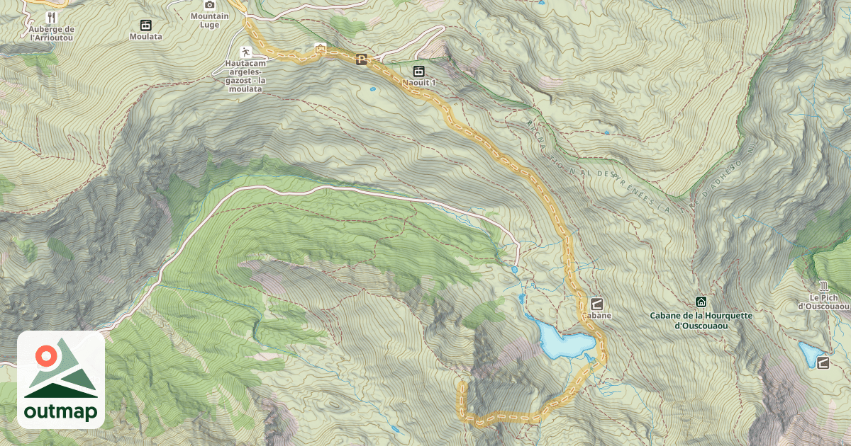Map of Soum de la Siarrousse — Station de Hautacam - Col de Tramassel ou de Buraou