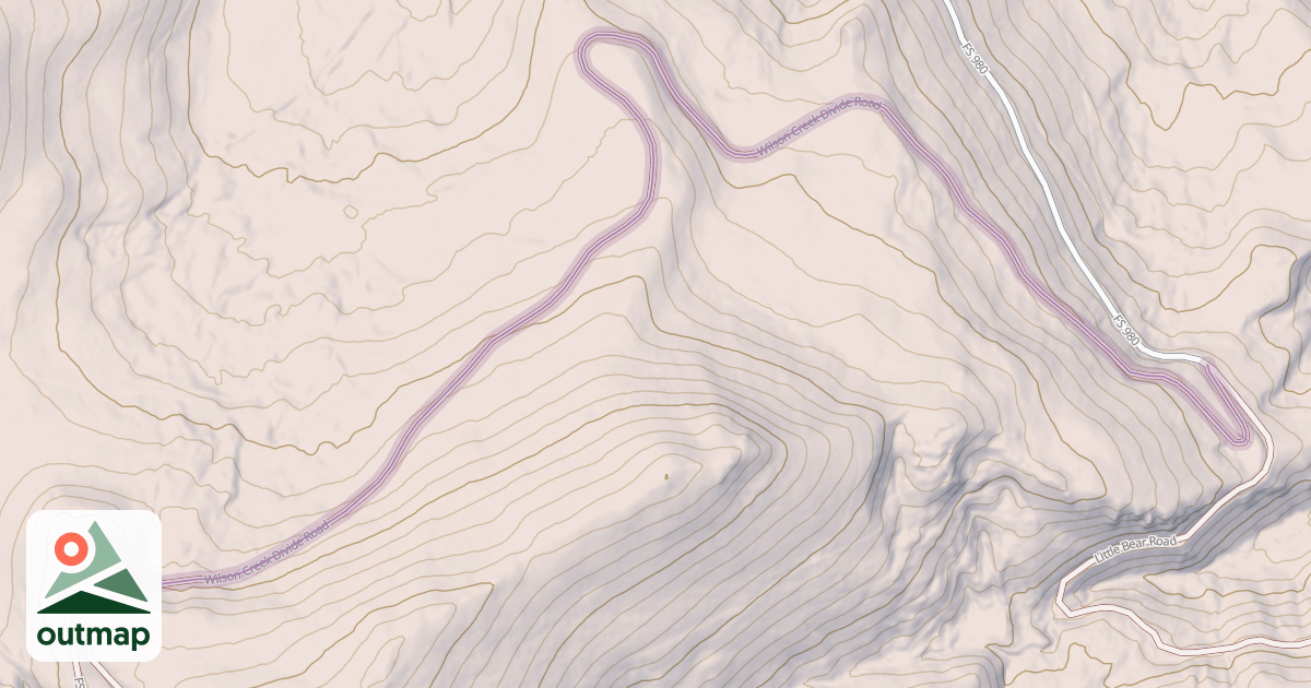 Map of Wilson Creek Divide Road