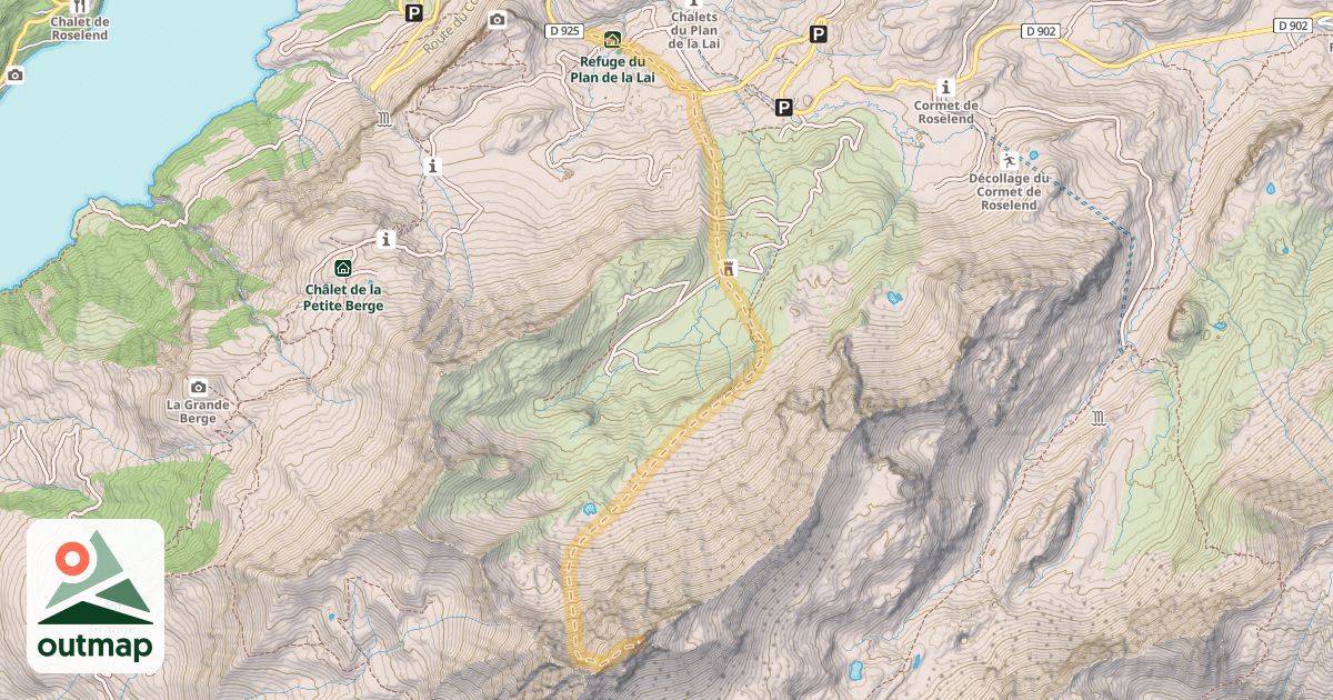 Map of Aiguille du Grand Fond — Pont des Sauces