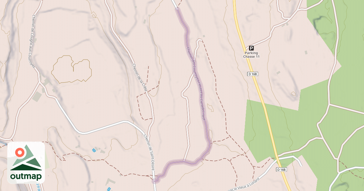 Map of Chemin des Courroyes-Hautes au Canadel Haut