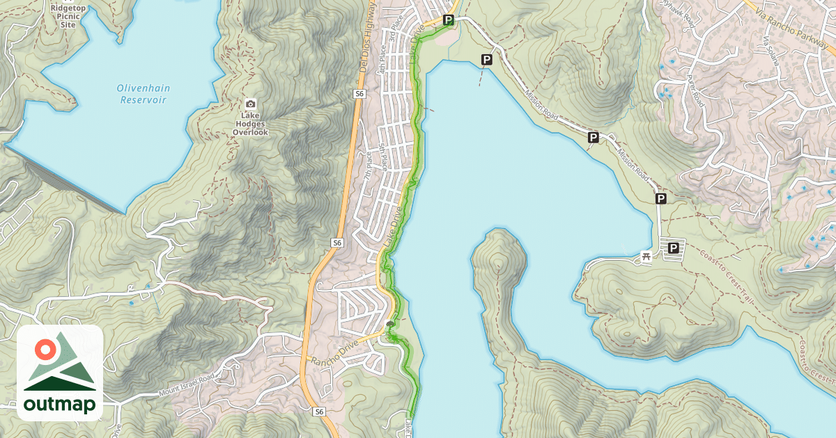 Map of Lake Hodges Trail