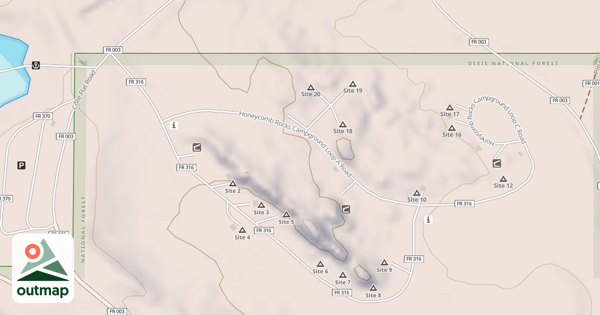 Map of HONEYCOMB ROCKS CG LOOP A