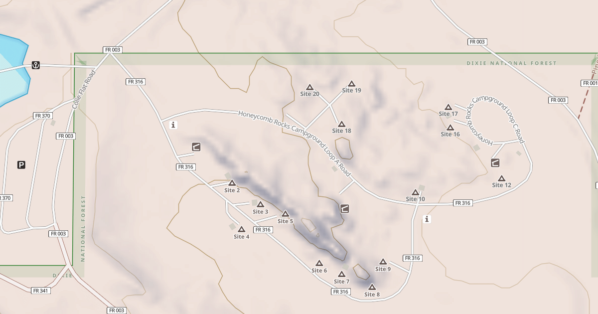 Map preview of HONEYCOMB ROCKS CG LOOP A