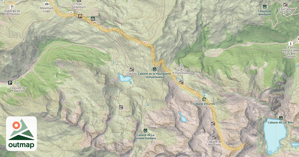 Map of Les Aiguillettes — Station de Hautacam - Col de Tramassel ou de Buraou