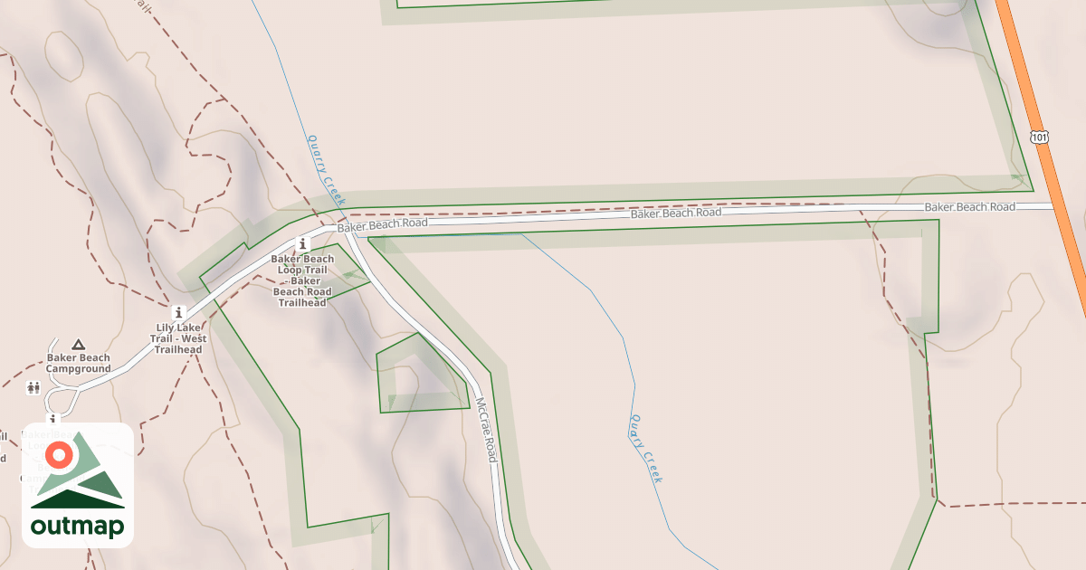 Map of BAKER BEACH ROAD