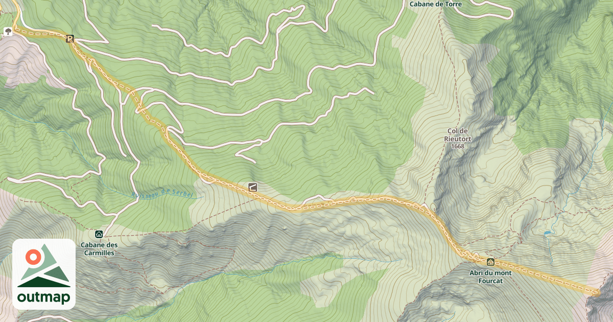 Map of Mont Fourcat — Col de Traucadou