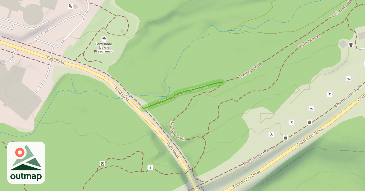 Map of Old Trolley Line Entrance