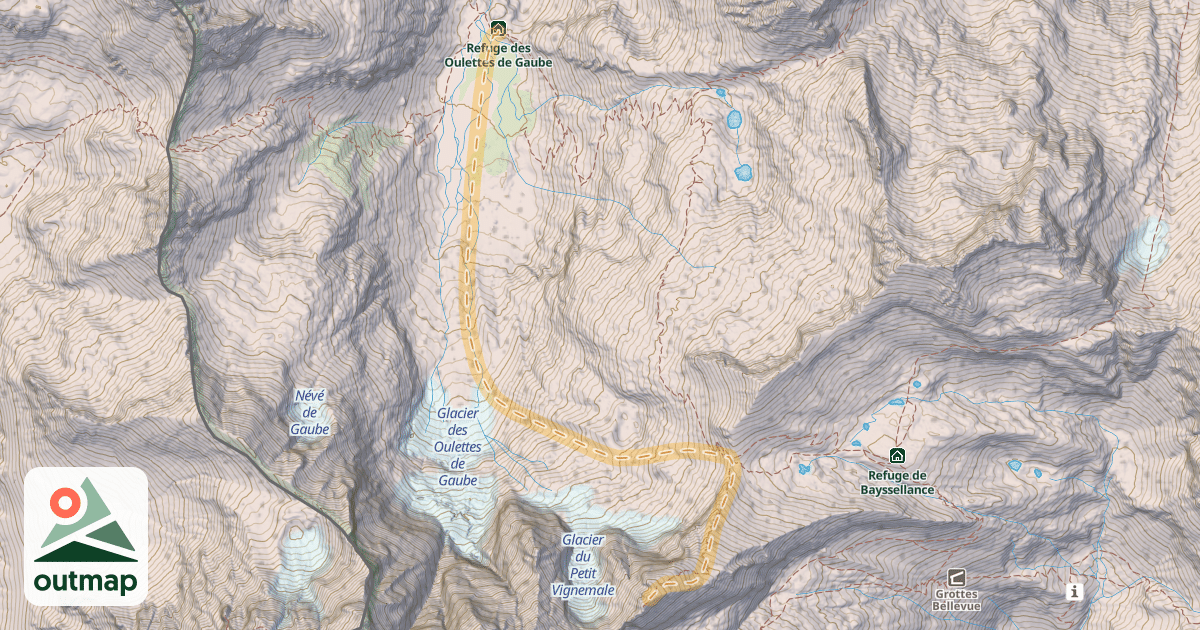 Map of Petit Vignemale — Refuge des Oulettes de Gaube