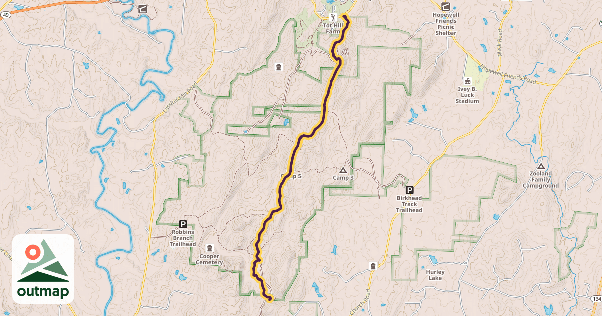 Map of Birkhead Mountain Trail