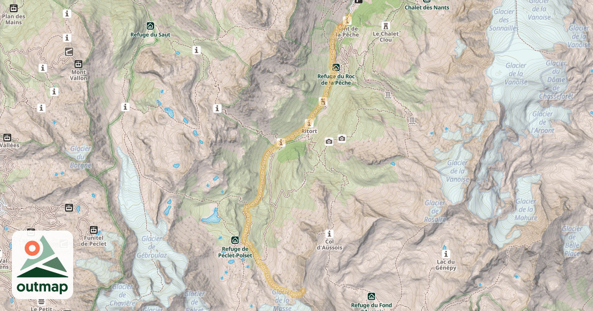 Map of Brèche de la Croix de la Rue — Pont de la Pêche
