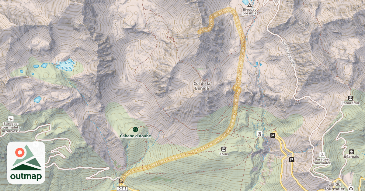 Map of La Bonida — Parking d'Aoube