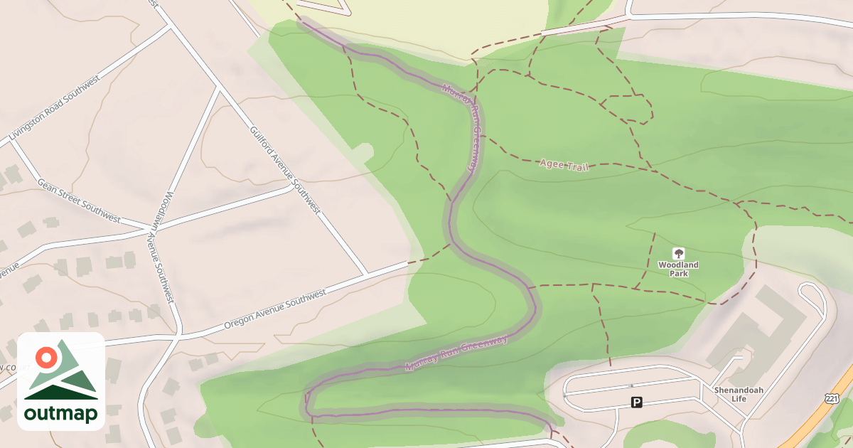 Map of Murray Run Greenway in Roanoke