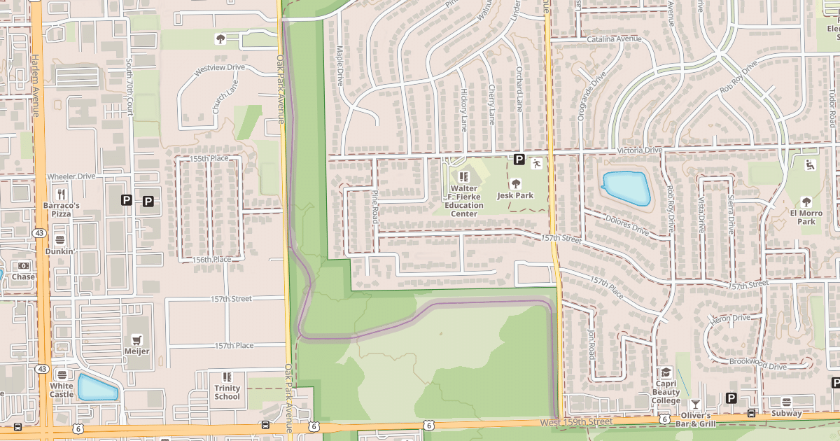 Map preview of Tinley Creek Green Paved Trail