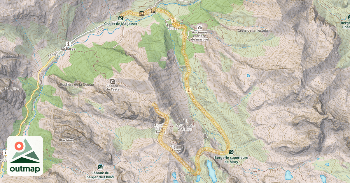 Map of Col de Miéjour — Maljasset