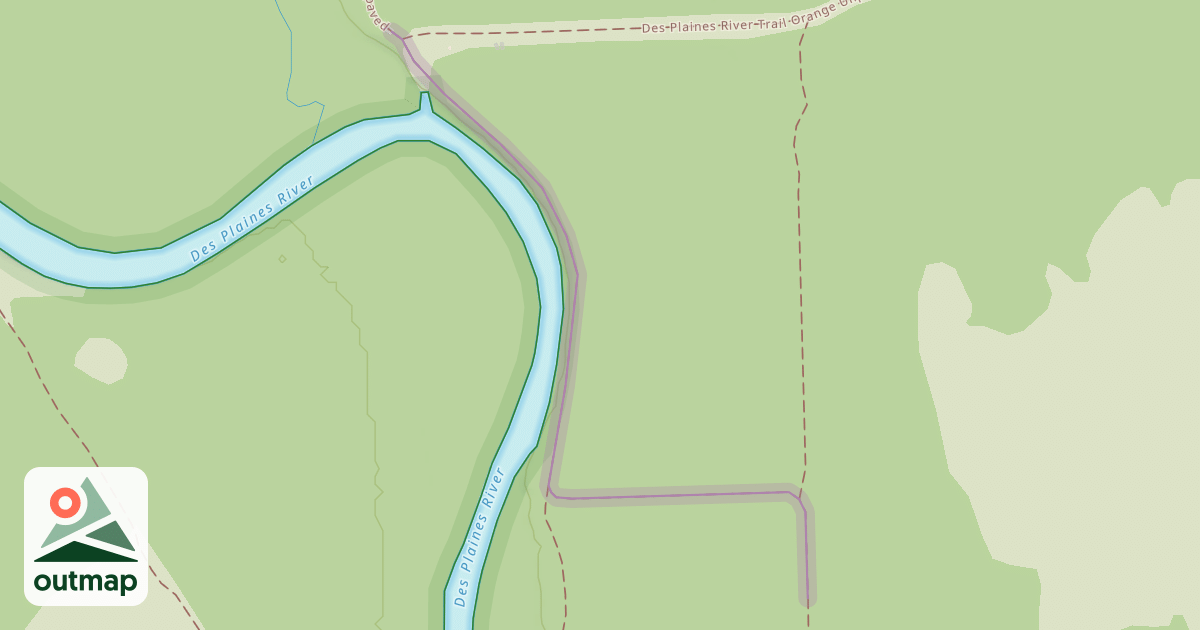 Map of Des Plaines River Trail Yellow Unpaved
