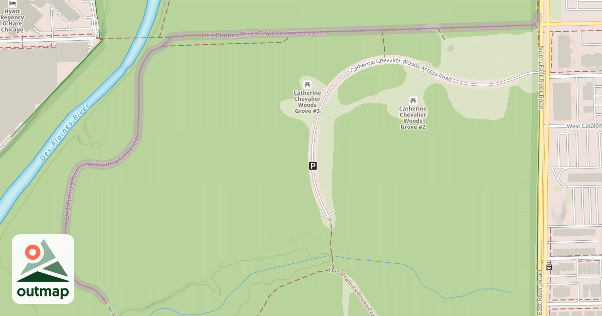 Map of Des Plaines River Trail Yellow Unpaved