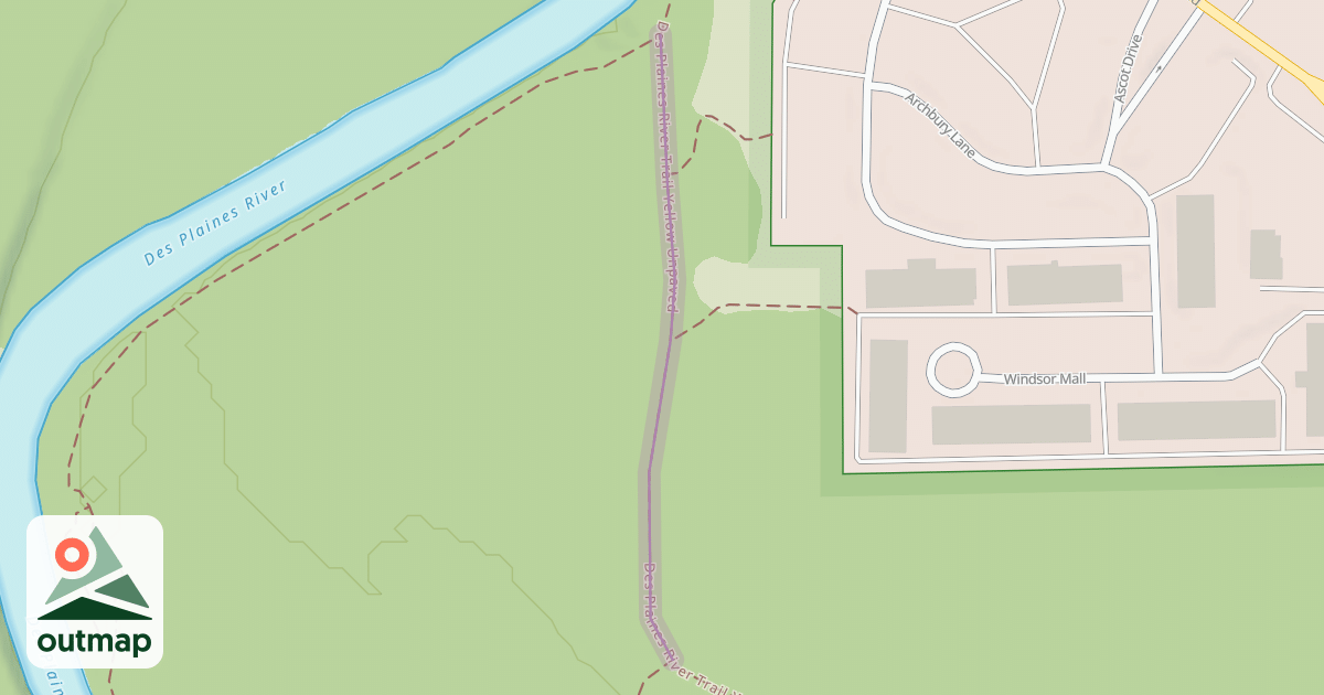 Map of Des Plaines River Trail Yellow Unpaved