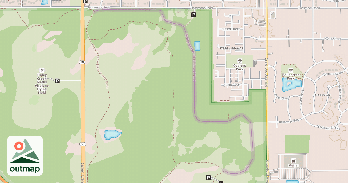 Map of Tinley Creek Black Paved Trail