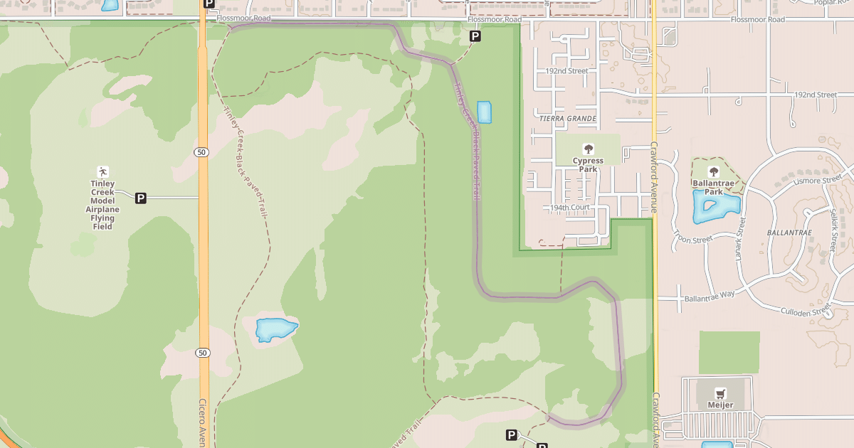 Map preview of Tinley Creek Black Paved Trail