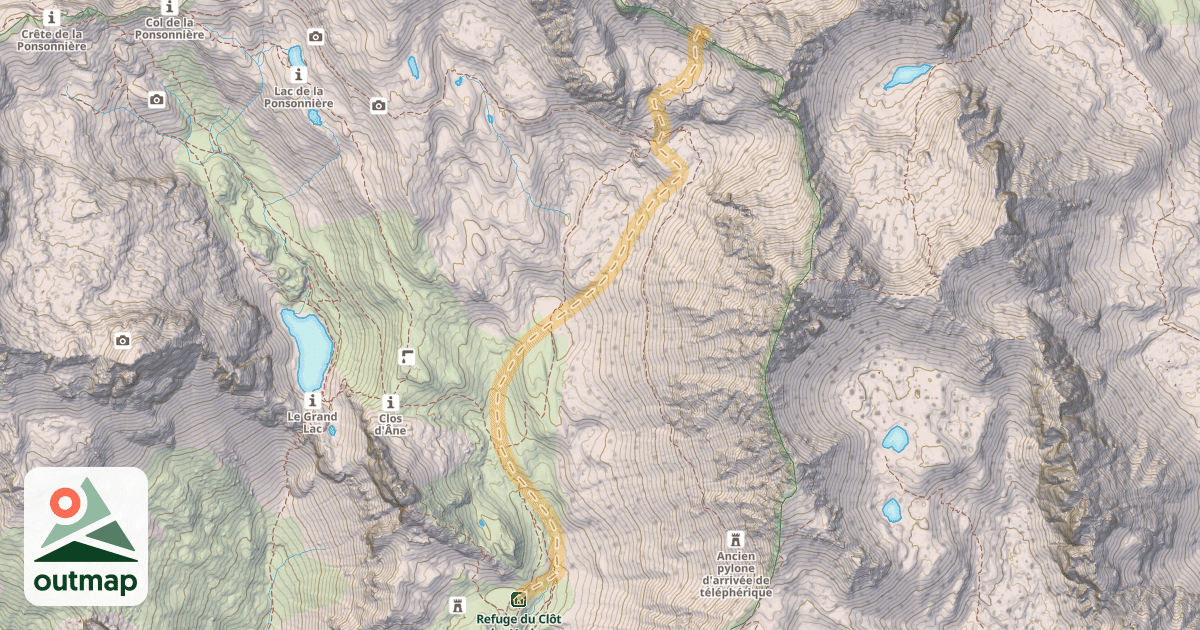 Map of Col des Béraudes — Refuge du Clôt des Vaches