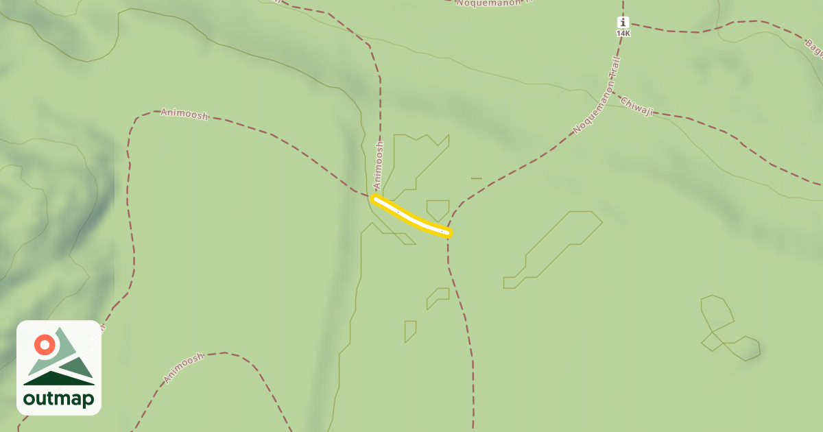 Map of Animoosh to Noque Harkin Junction