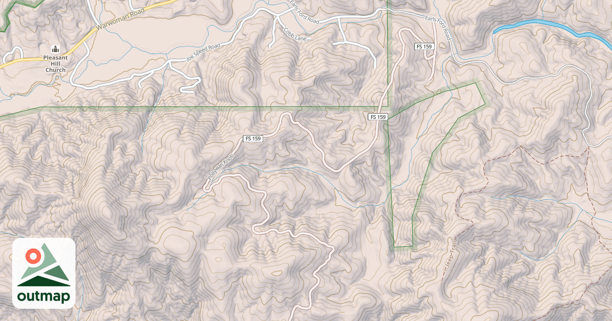 Map of POLLYWAH KNOB