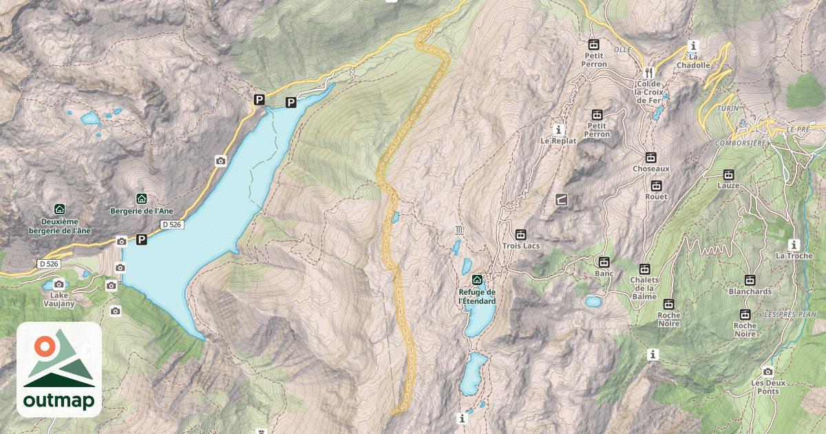 Map of Aiguille de Laisse — Plan du Suet
