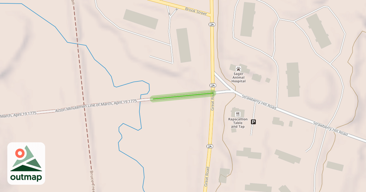 Map of Acton Minutemen Line of March, April 19 1775