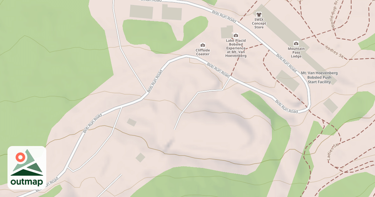 Map of Mt. Van Hoevenberg Olympic Bobsled Run