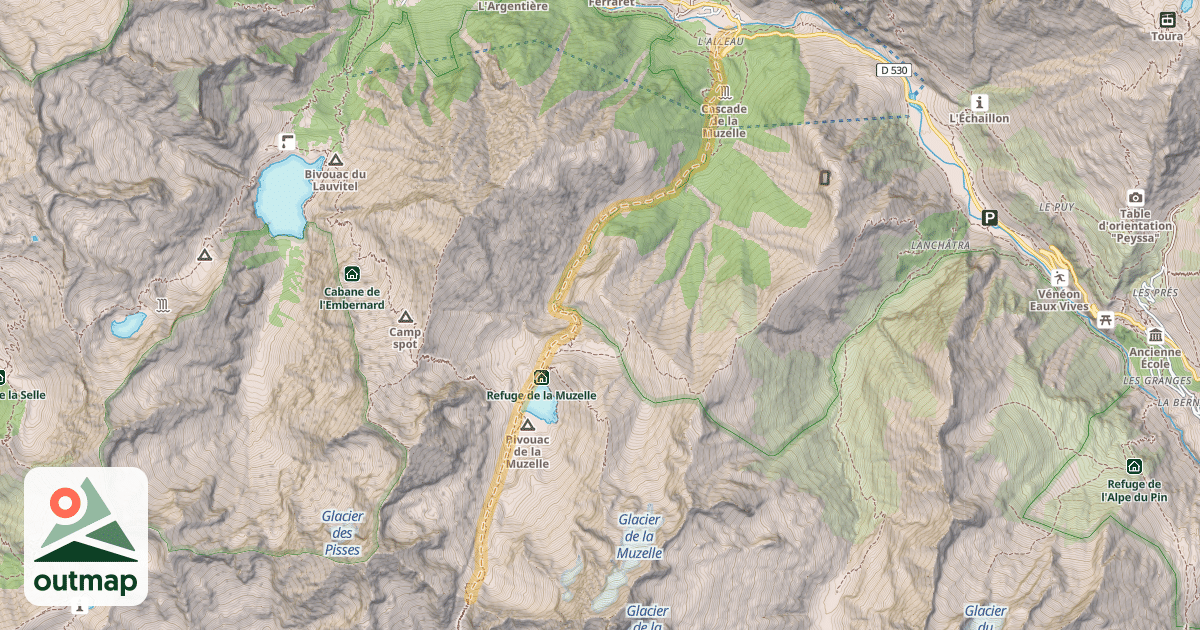 Map of Col de la Muzelle — Le Bourg d'Arud