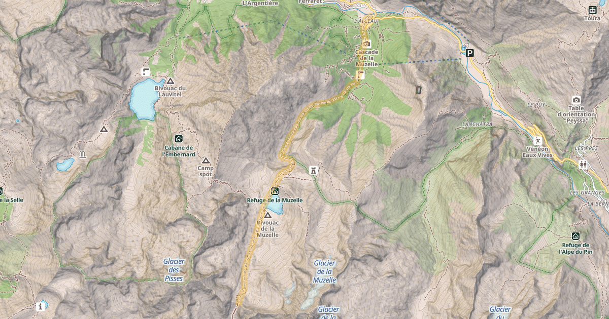 Map preview of Col de la Muzelle — Le Bourg d'Arud