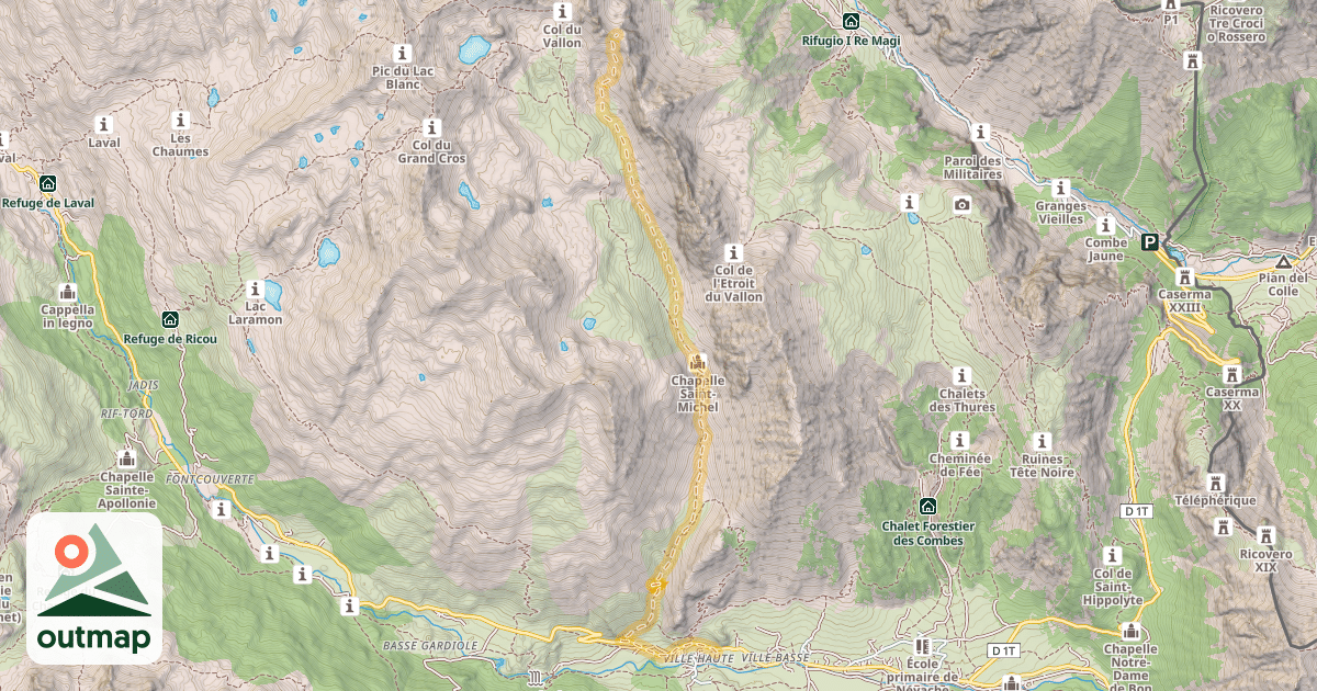 Map of Col de la Paria — Névache