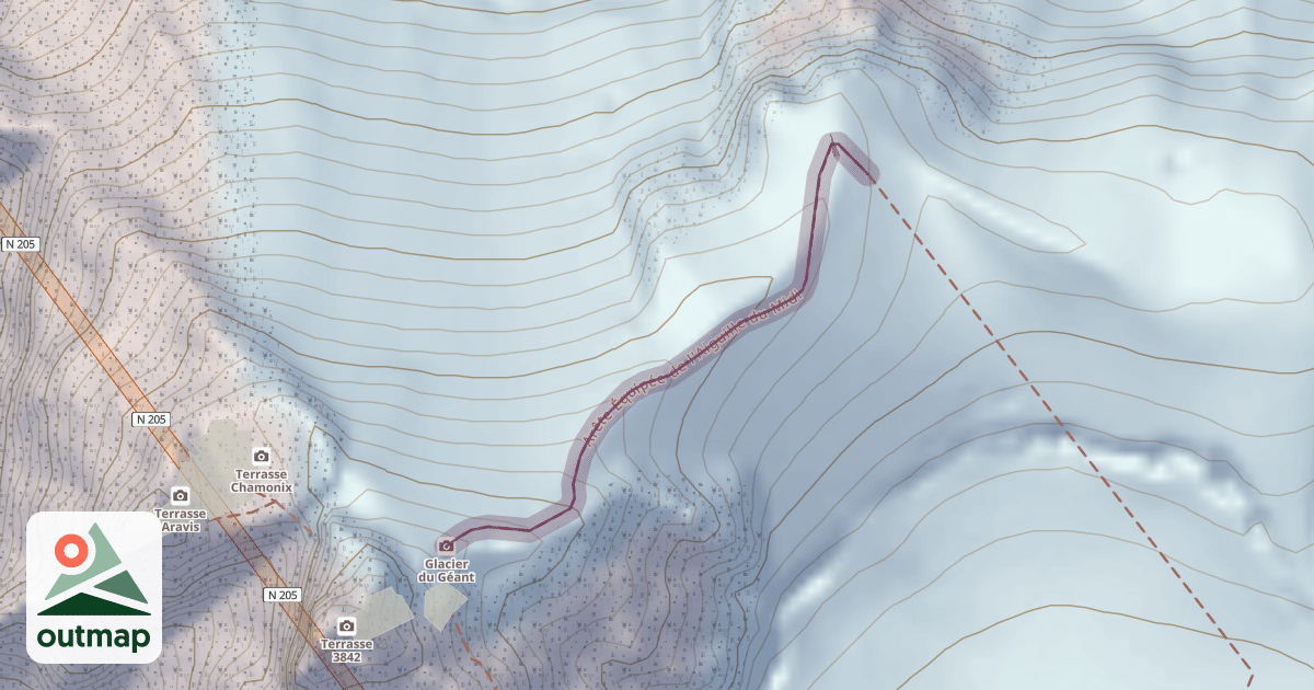 Map of Arête Équipée de l'Aiguille du Midi