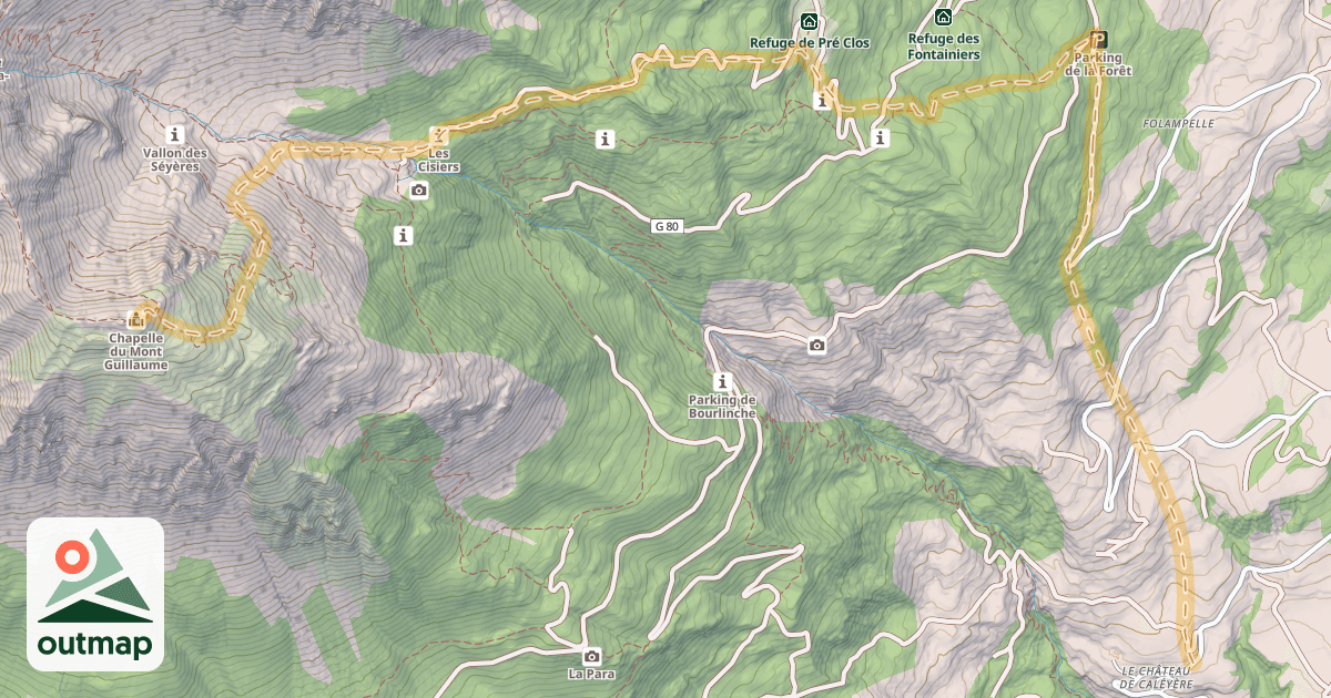 Map of Mont Guillaume — Château-de-Caléyère