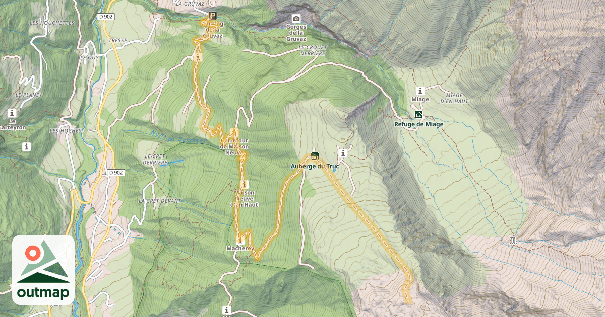 Map of Crête du Truc — La Gruvaz