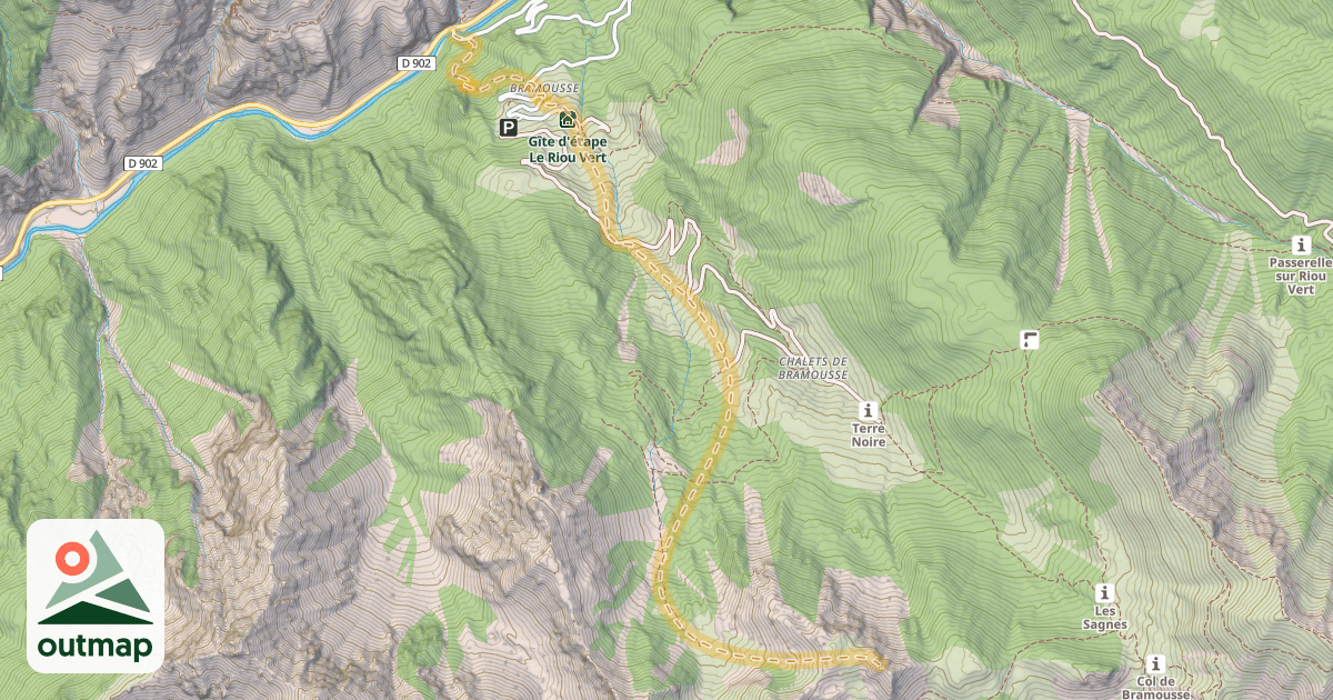 Map of Crête de la Montagne du Riou Vert — Pont de Bramousse