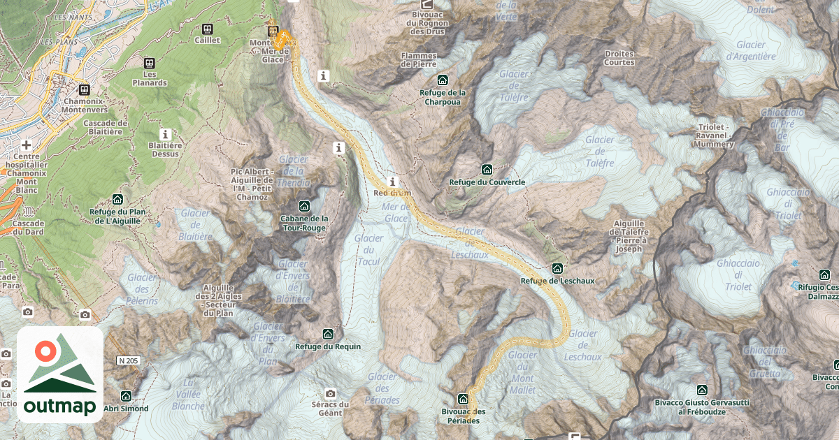 Map of Col du Mont Mallet — Gare de Montenvers